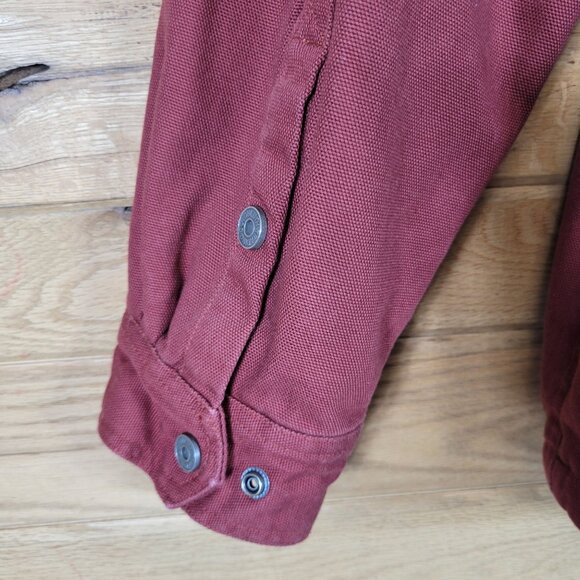 Duluth Trading Men XL/Tall Maroon Fleece Lined Shirt Jacket Shacket Heavy Canvas - Picture 10 of 14
